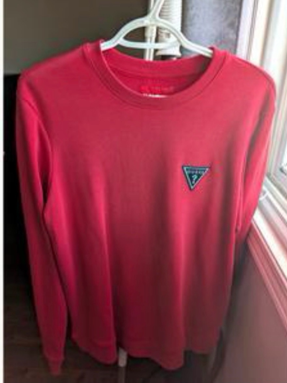 Guess Red Crewneck Pullover with Logo Detail